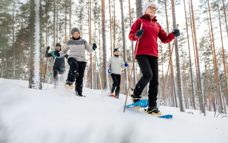 Lumikenkäilyä luonnossa