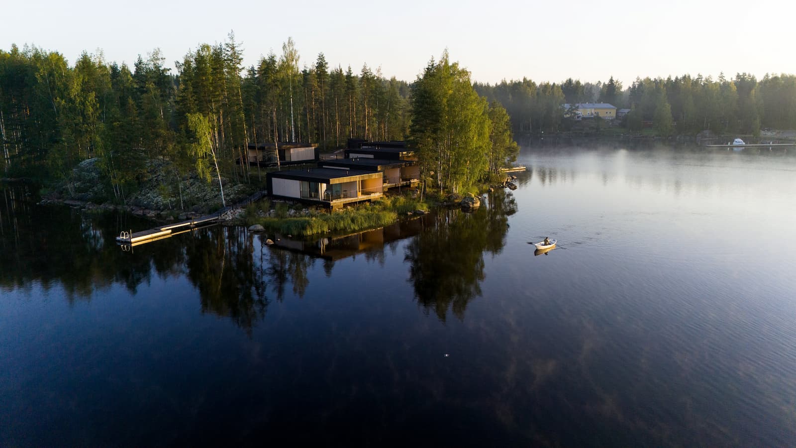 Sahanlahti Resort rowing on lake Saimaa